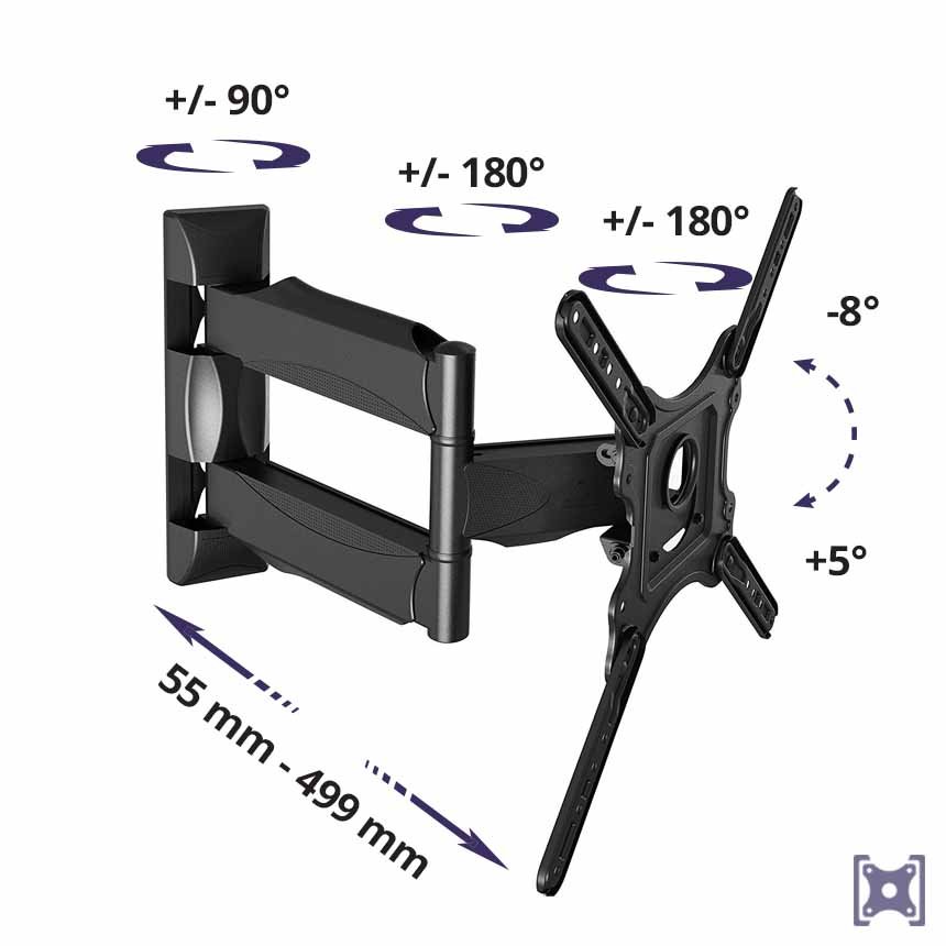 Robustní nástěnný kloubový držák DF-400 / X4 disponuje pohyblivou konstrukcí.