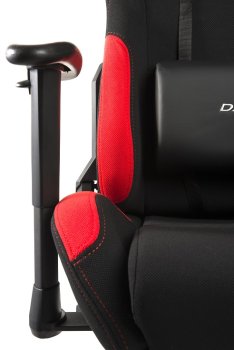 Črno-rdeč gaming stol DXRacer FORMULA OH/FD01/NR iz blaga z visokim naslonom in nasloni za roke
