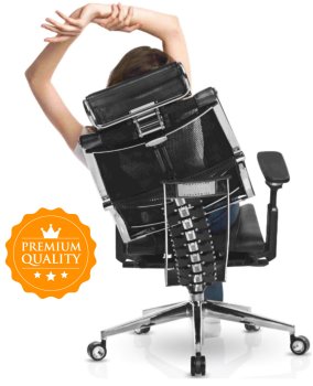 Μαύρη εργονομική καρέκλα γραφείου YOGA 4D Triumph με ψηλή πλάτη και μπράτσα