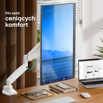 Bel popolnoma nastavljiv namizni nosilec za monitor z roko, za zaslone 13–32", model G80-BW